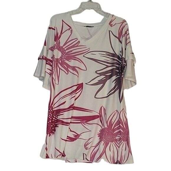 LILY BY FIRMIANA Women's‎ Plus Size 2X Top Blouse Floral print Casual Slinky - Picture 1 of 4